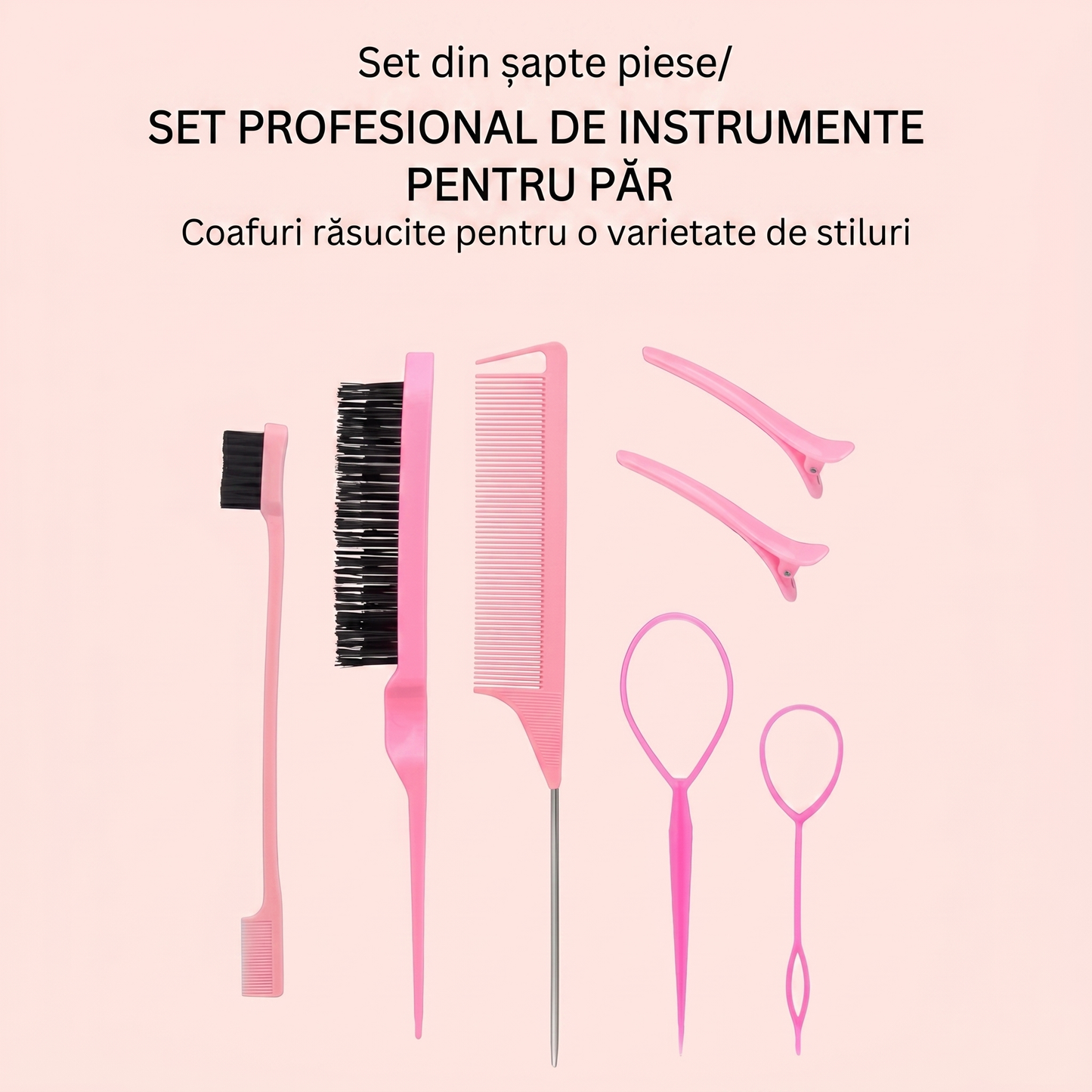 Set 7 Perii si Piepteni pentru Coafat Profesionala