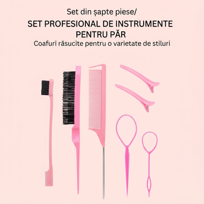 Set 7 Perii si Piepteni pentru Coafat Profesionala