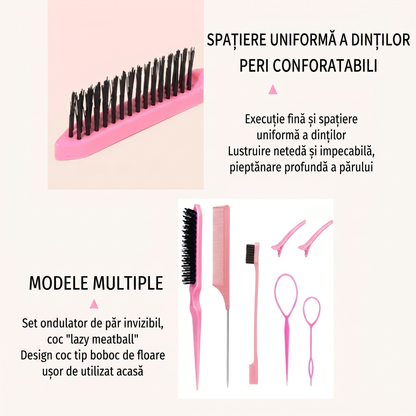 Set 7 Perii si Piepteni pentru Coafat Profesionala