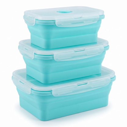 Set Cutiuțe Alimentare din Silicon Pliabile, Rezistente la Temperaturi Ridicate, pentru Microunde