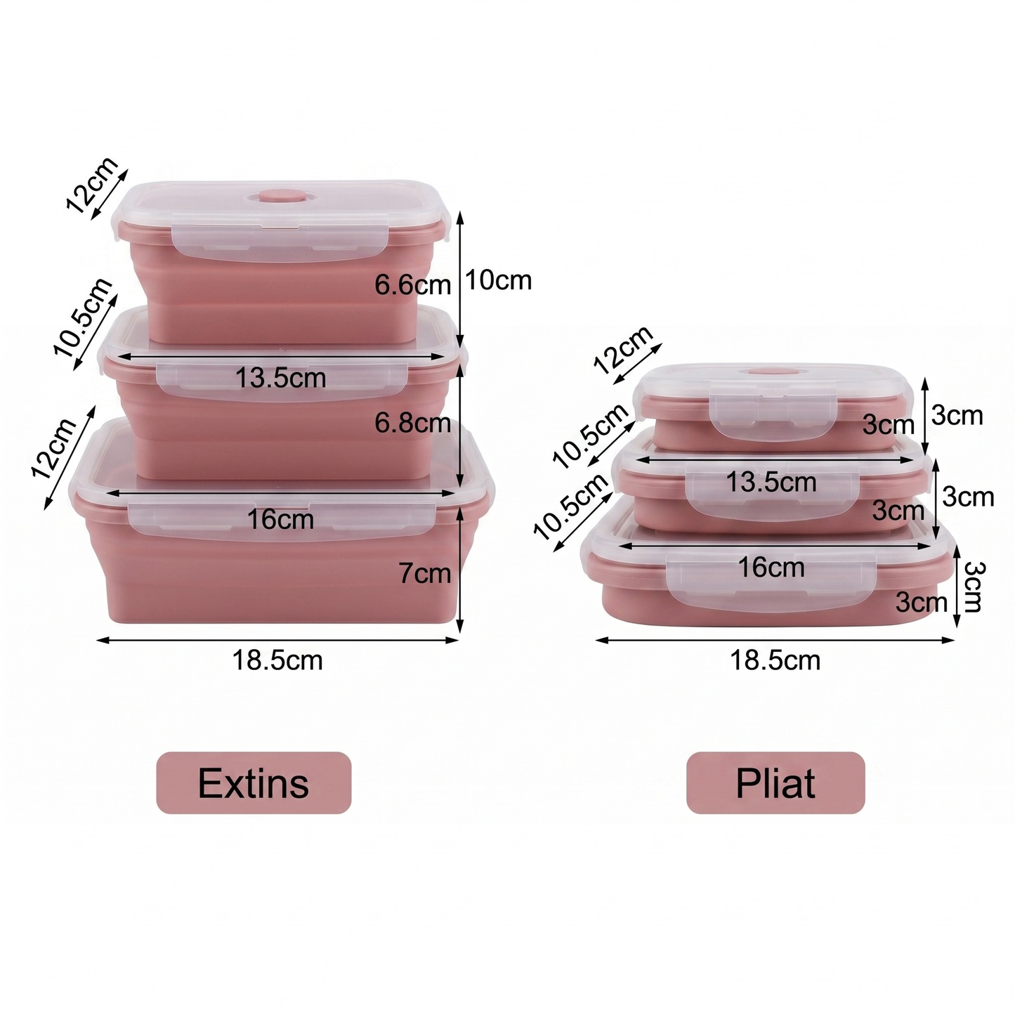 Set Cutiuțe Alimentare din Silicon Pliabile, Rezistente la Temperaturi Ridicate, pentru Microunde