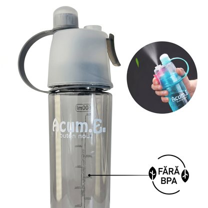 Sticlă de Apă 600 ml cu Pulverizator