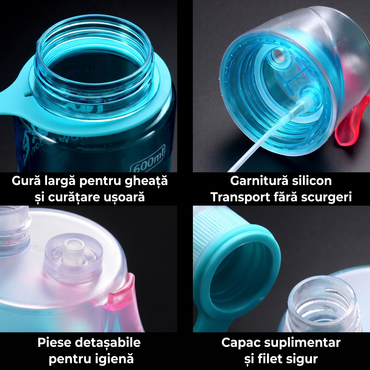 Sticlă de Apă 600 ml cu Pulverizator