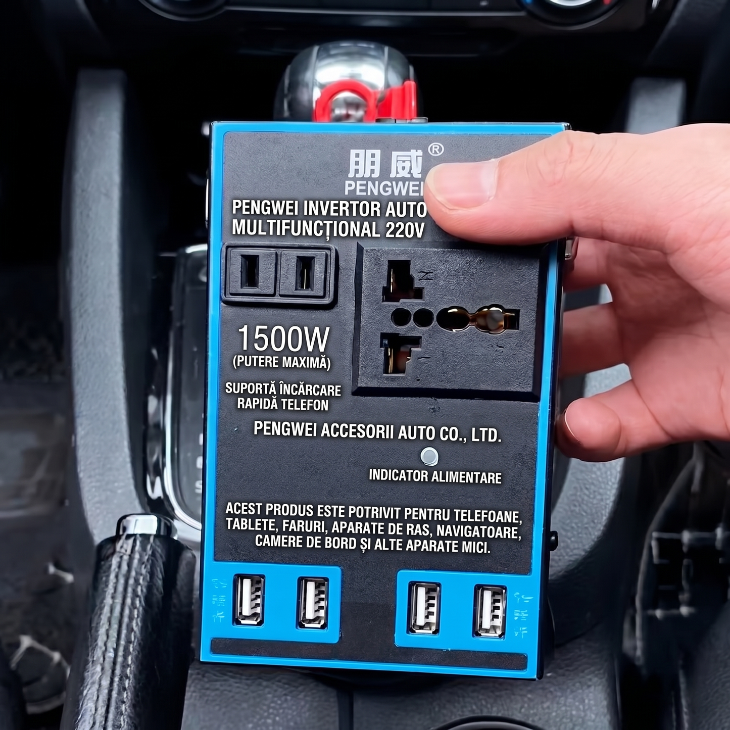 Invertor Auto 12/24 V la 220 V cu 7 Zone de Alimentare