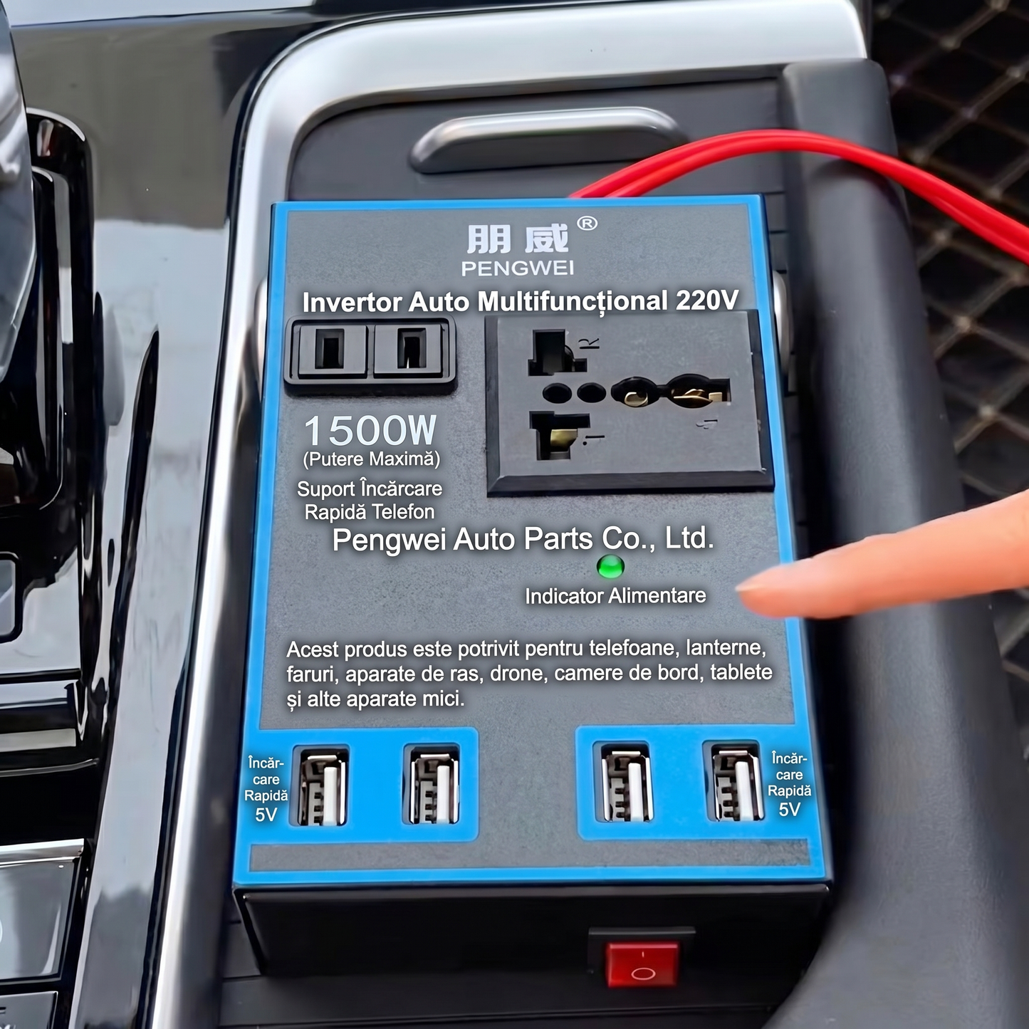 Invertor Auto 12/24 V la 220 V cu 7 Zone de Alimentare
