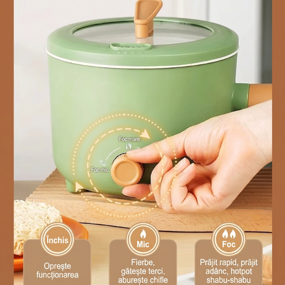 Multicooker Electric Portabil 1,8 L cu Funcție de Menținere la Cald și Protecție la Supraîncălzire