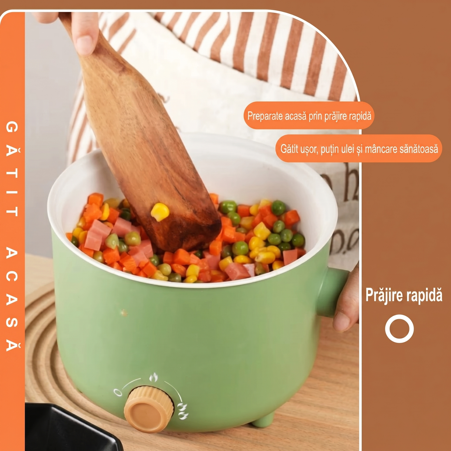 Multicooker Electric Portabil 1,8 L cu Funcție de Menținere la Cald și Protecție la Supraîncălzire