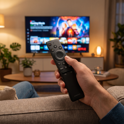 Telecomandă Smart Compatibilă Samsung cu Butoane Netflix, Prime și Rakuten