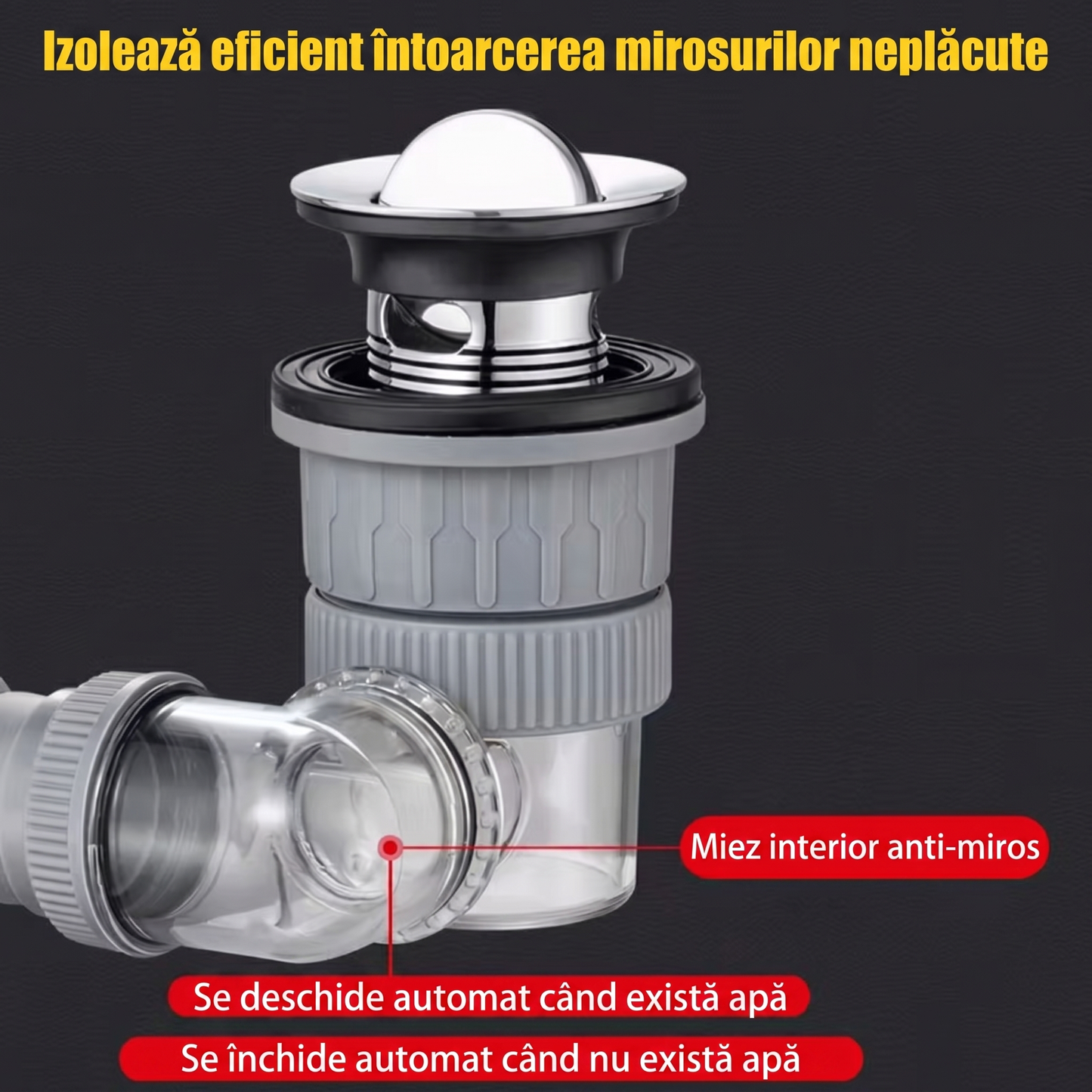 Țeavă de Scurgere Flexibilă și Ajustabilă pentru Chiuvetă, Anti-miros și Rezistentă la Temperaturi