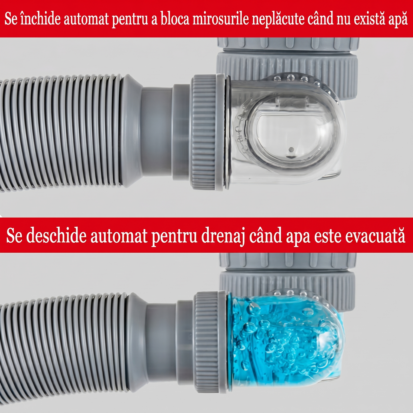 Țeavă de Scurgere Flexibilă și Ajustabilă pentru Chiuvetă, Anti-miros și Rezistentă la Temperaturi