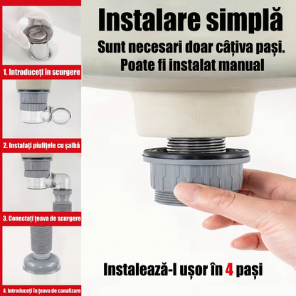 Țeavă de Scurgere Flexibilă și Ajustabilă pentru Chiuvetă, Anti-miros și Rezistentă la Temperaturi