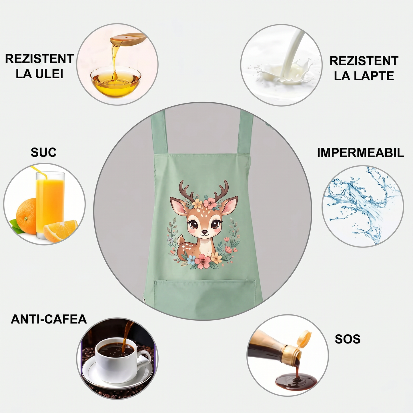 Șorț de Bucătărie pentru Femei cu Buzunar Mare și Prosop de Mână, Impermeabil