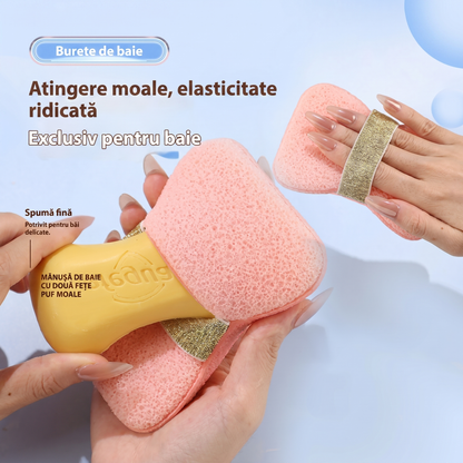 Burete Exfoliant pentru Baie cu Săculeț pentru Săpun și Curele de Fixare