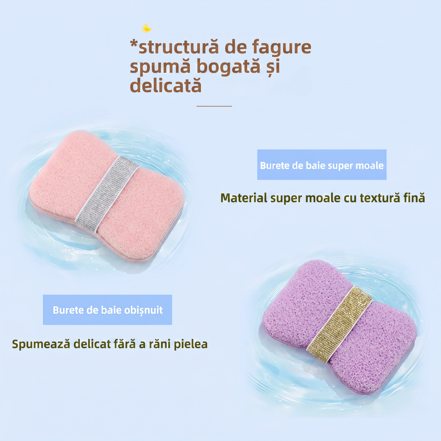 Burete Exfoliant pentru Baie cu Săculeț pentru Săpun și Curele de Fixare