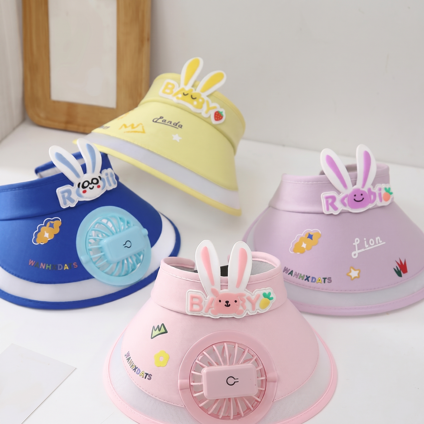 Șapcă pentru Copii cu Ventilator Integrat Tip Iepuraș și Protecție UV