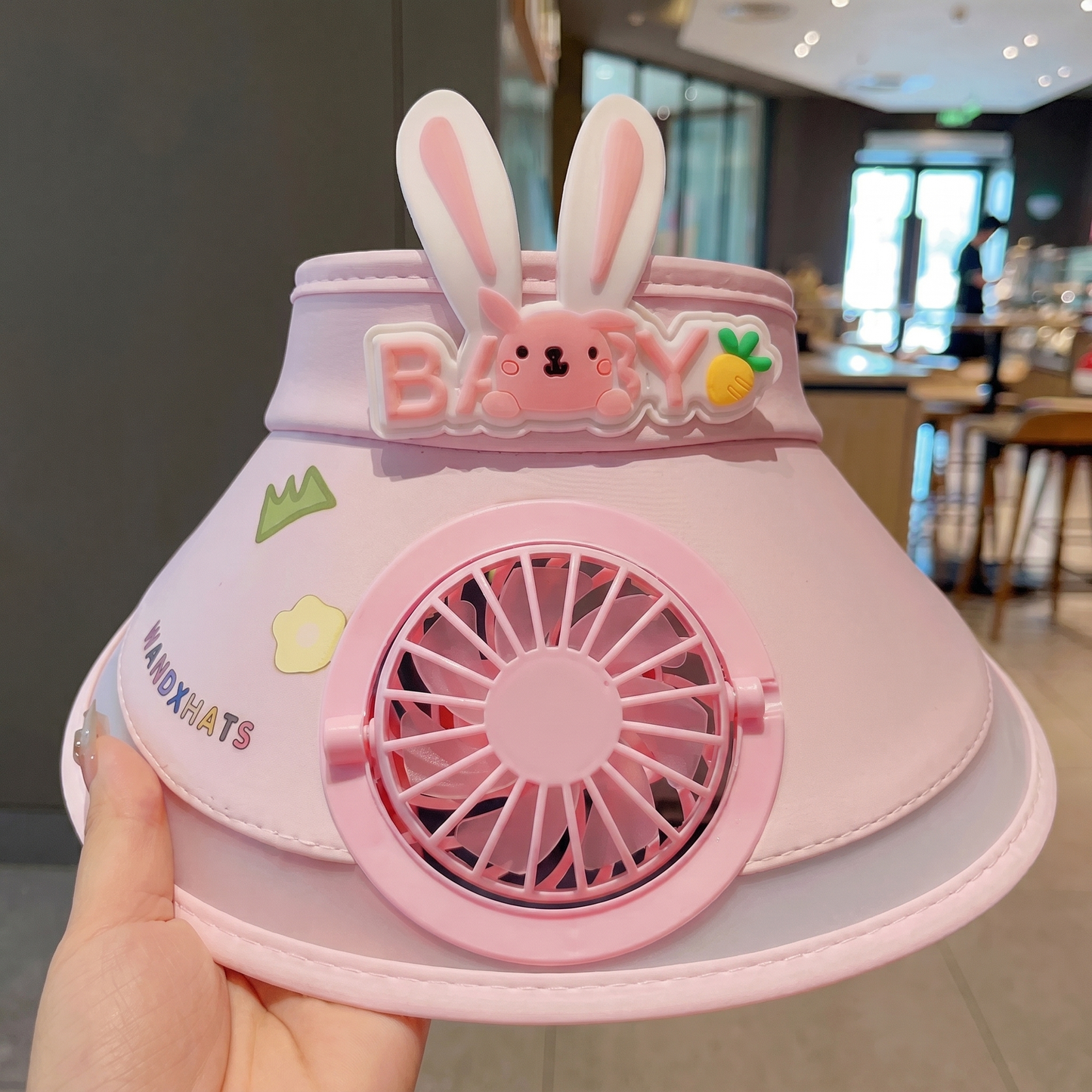 Șapcă pentru Copii cu Ventilator Integrat Tip Iepuraș și Protecție UV