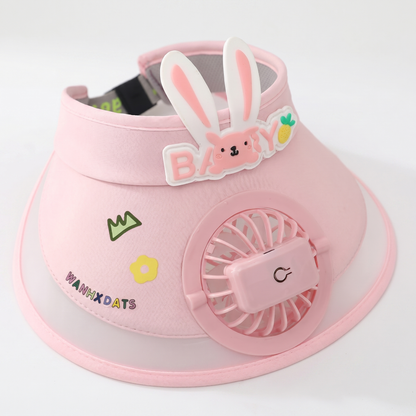 Șapcă pentru Copii cu Ventilator Integrat Tip Iepuraș și Protecție UV