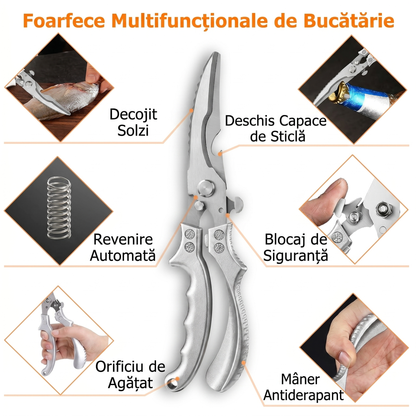 Foarfece de Bucătărie din Oțel Inoxidabil pentru Tăiat Carne și Oase