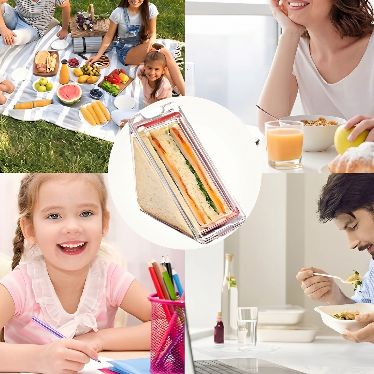 Recipent Triunghular din Plastic pentru Depozitare Sandwish