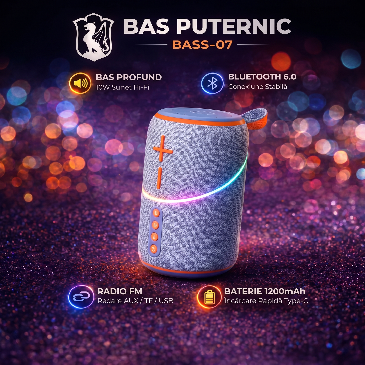 Boxă Portabilă Wireless cu Încărcare USB