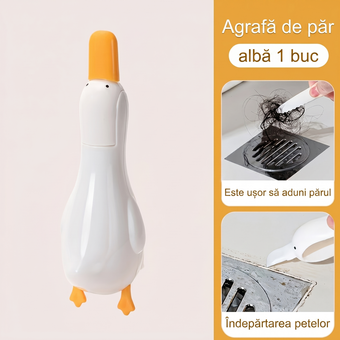 Clema Drăguță de Curățare a Părului în Formă de Rață