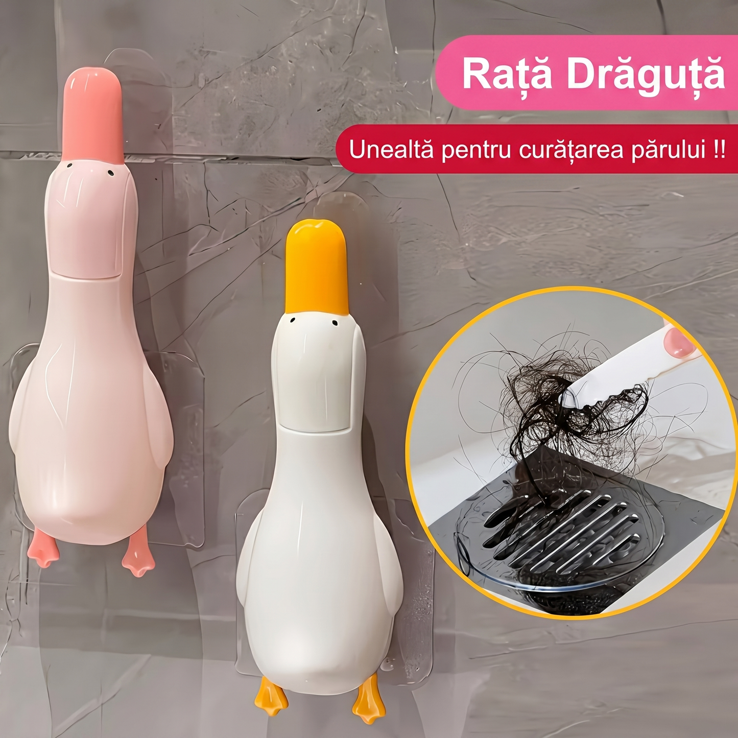 Clema Drăguță de Curățare a Părului în Formă de Rață