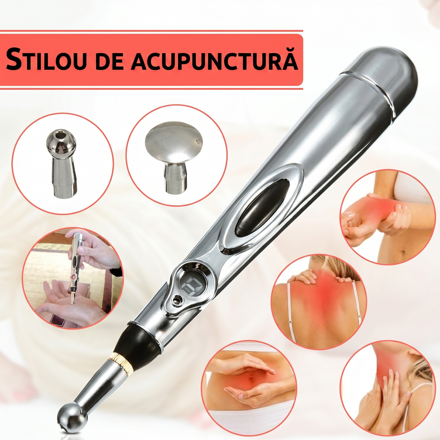 Stilou de Masaj Electric pentru Puncte de Acupunctură