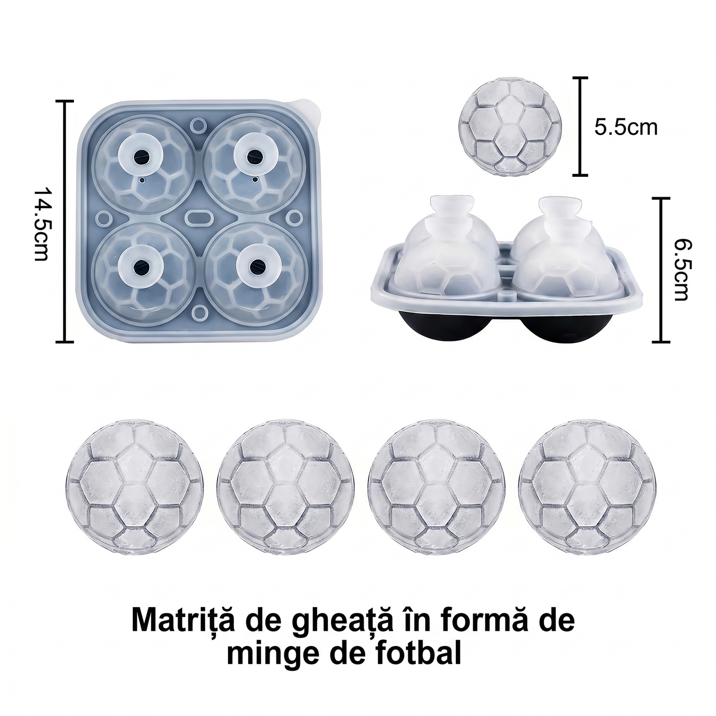 Matriță Mare Sferică din Silicon pentru Cuburi de Gheață