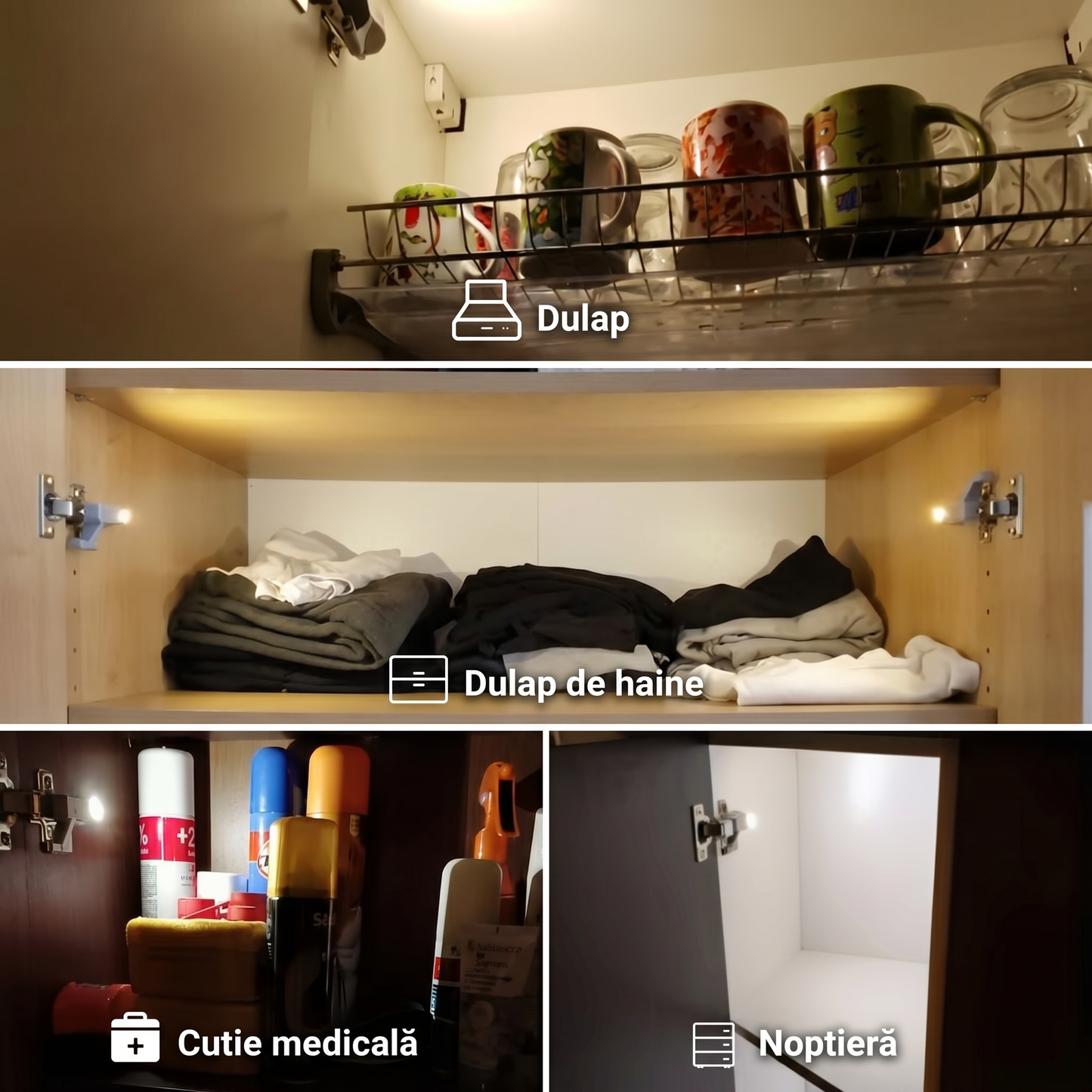 Set Lumini LED pentru Dulap cu Senzor de Mișcare