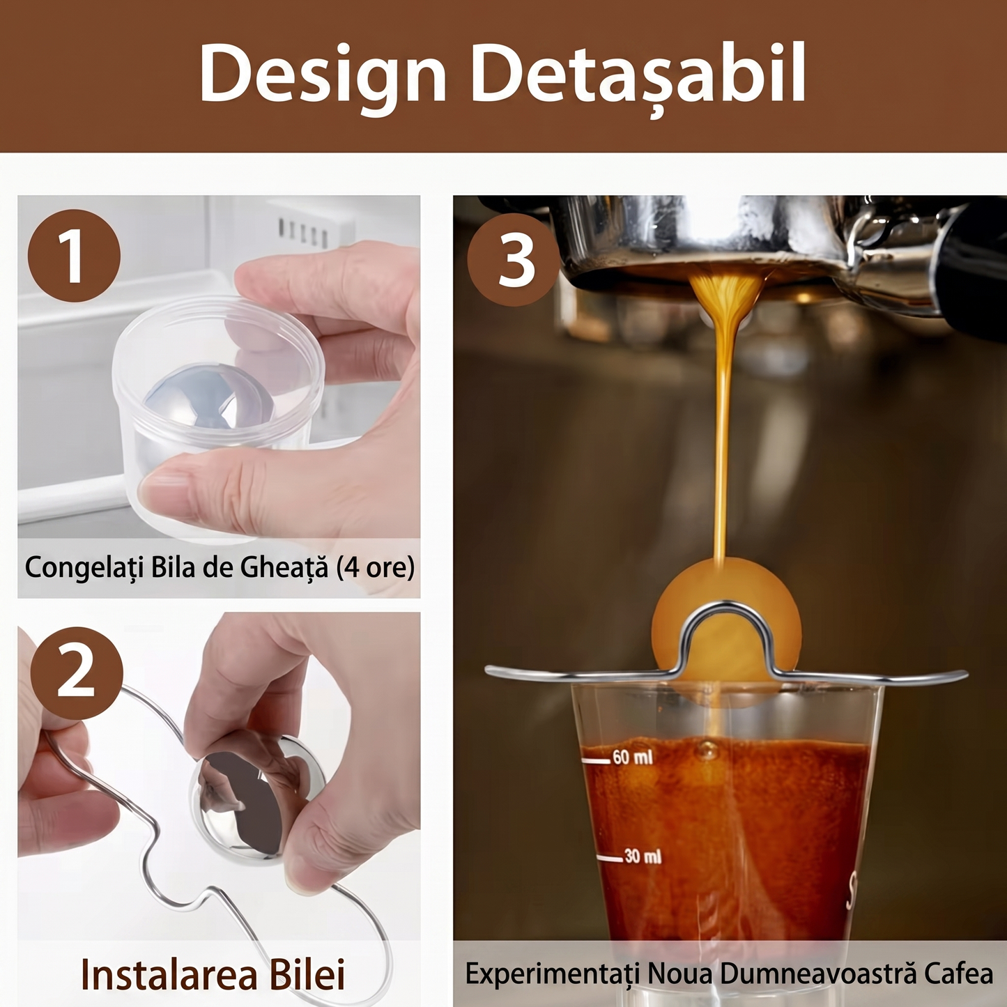 Bile de Congelare din Oțel Inoxidabil pentru Espresso