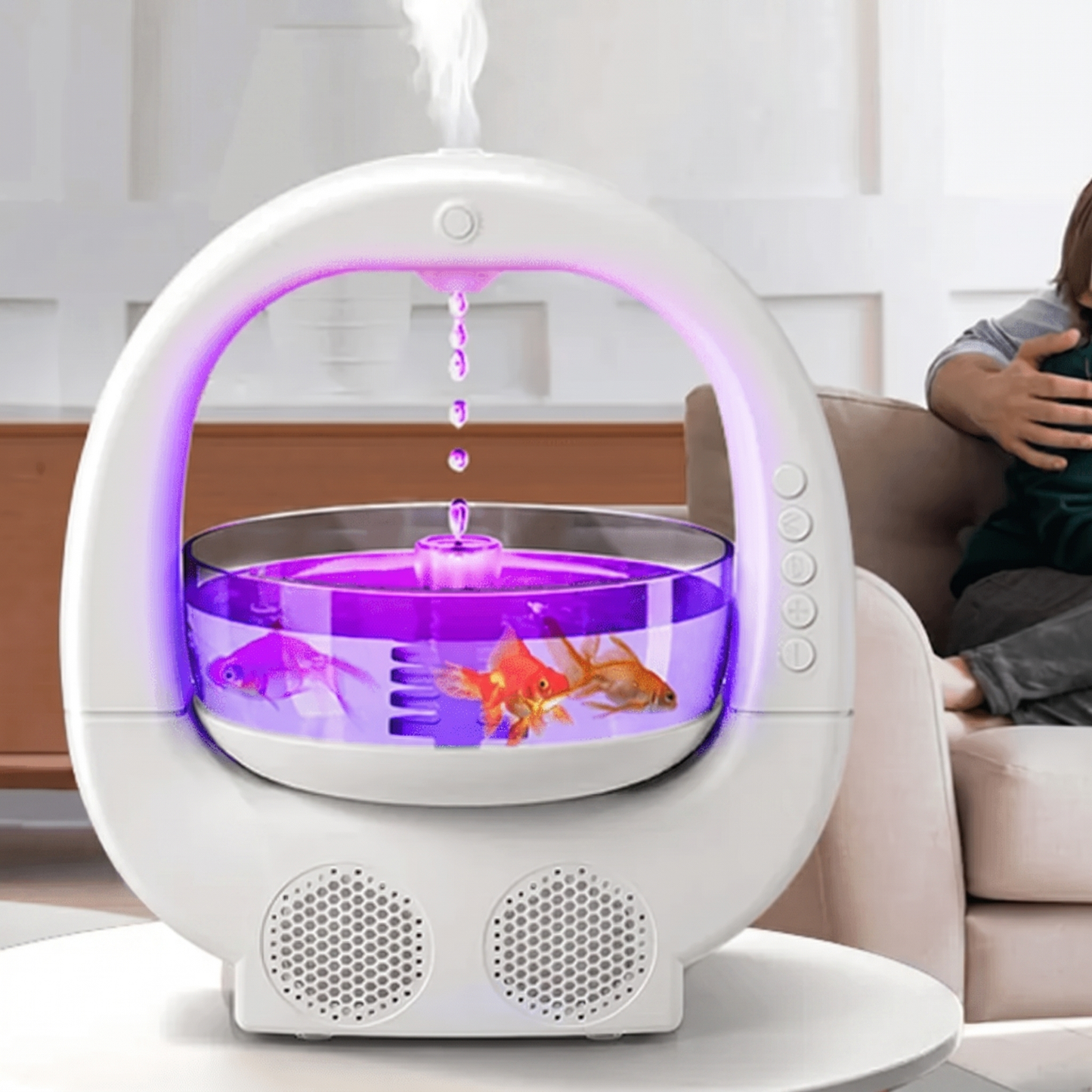 Umidificator 4-În-1 Cu Lumini RGB, Boxă Bluetooth Și Acvariu Decorativ