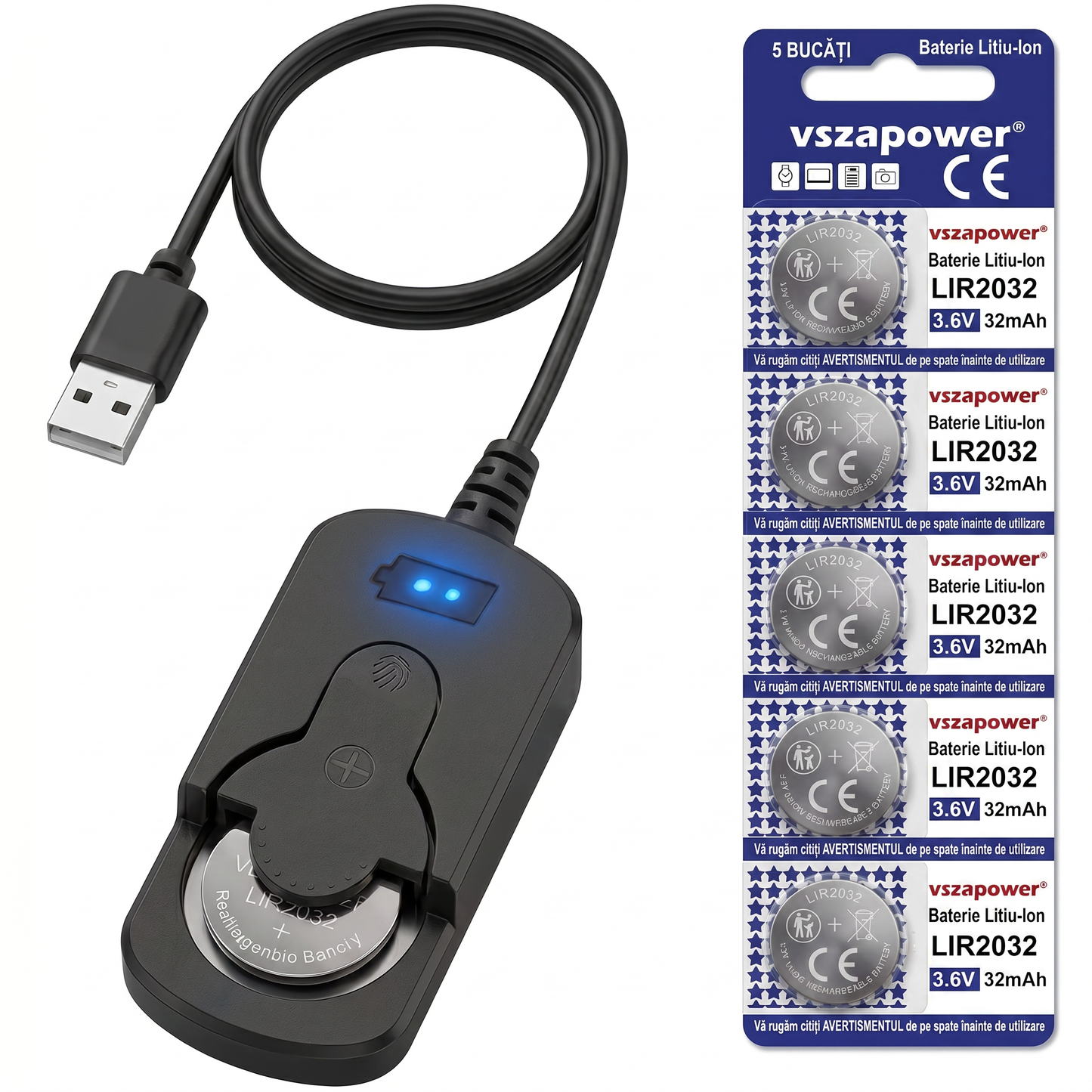 Încărcător cu Clips pentru Baterii Tip Pastilă