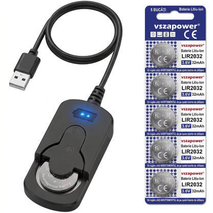 Încărcător cu Clips pentru Baterii Tip Pastilă