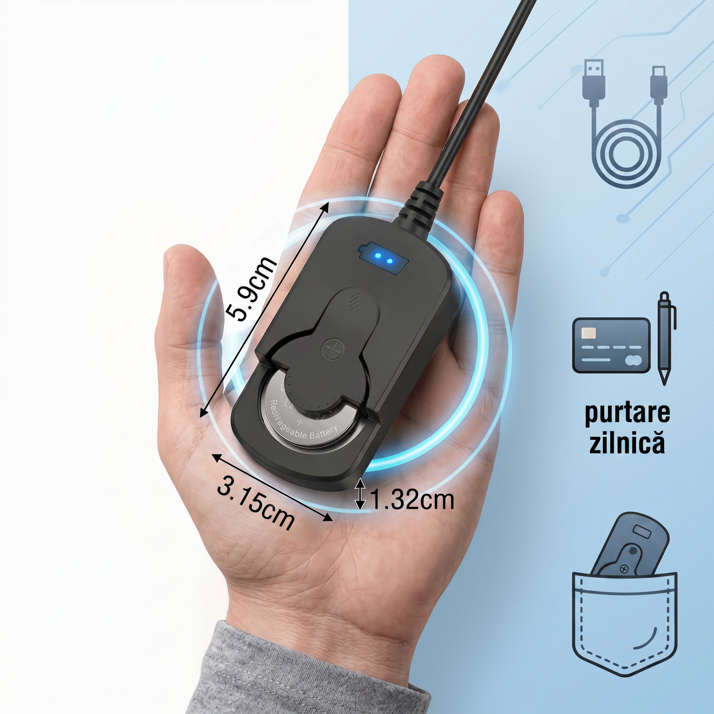 Încărcător cu Clips pentru Baterii Tip Pastilă