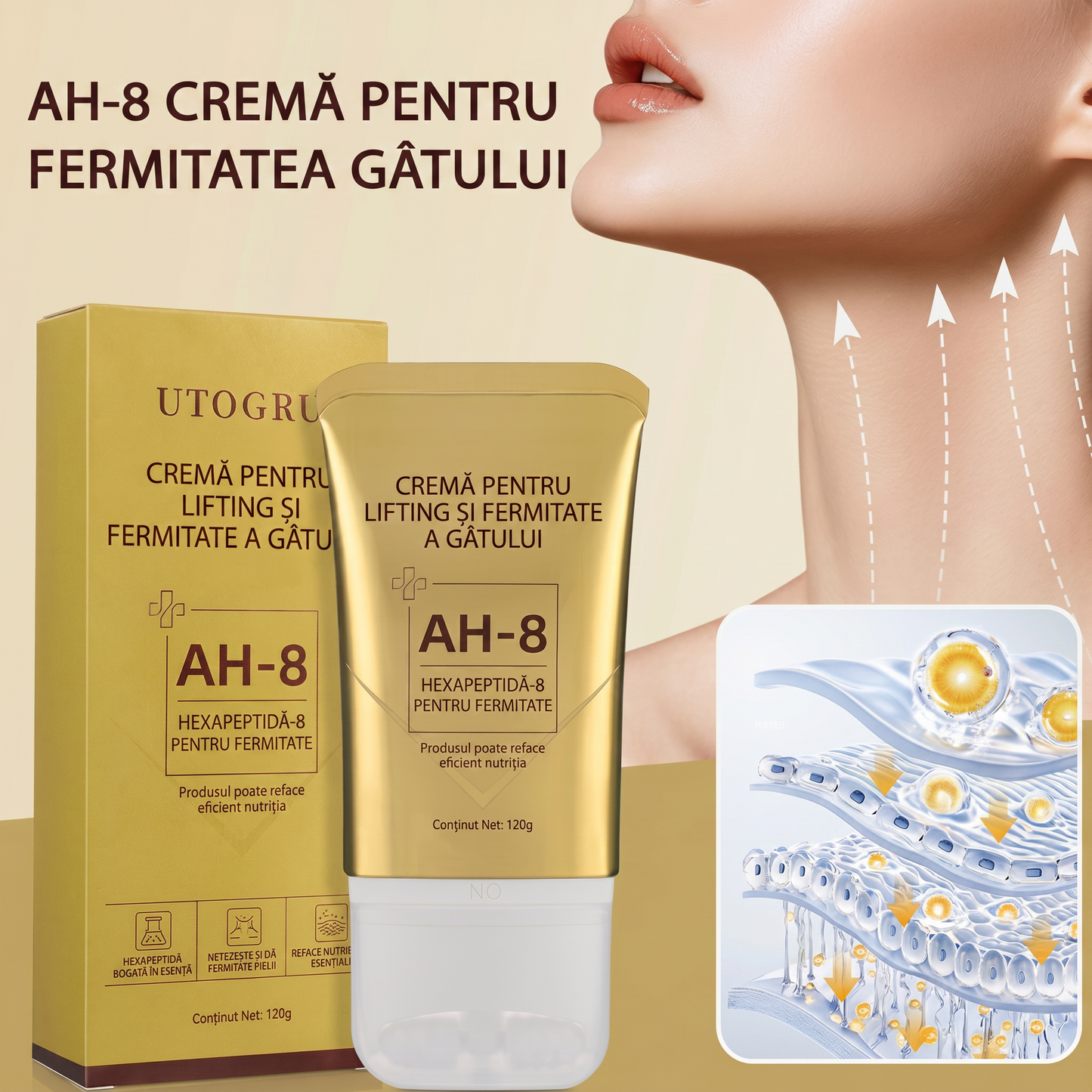 Cremă pentru Liftingul Gâtului cu Role de Masaj