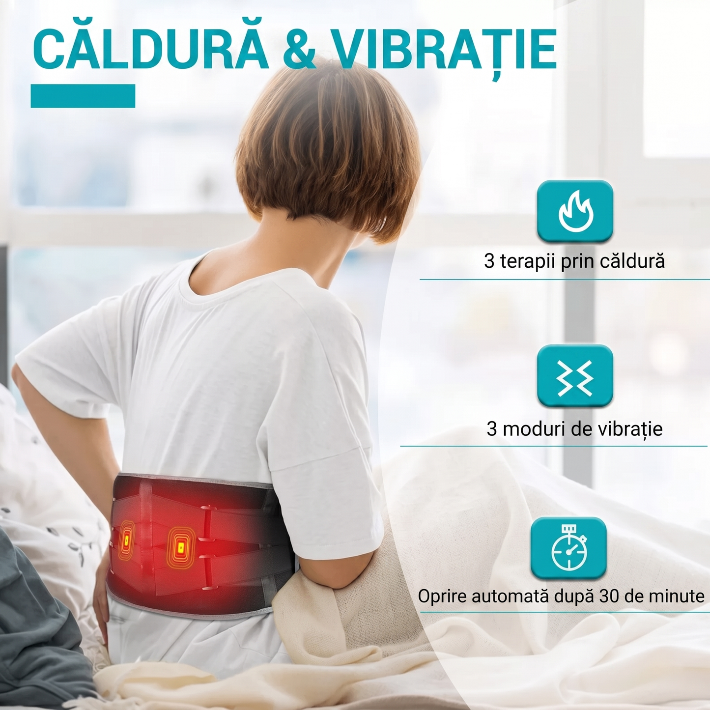 Centură de Spate cu Încălzire și Masaj
