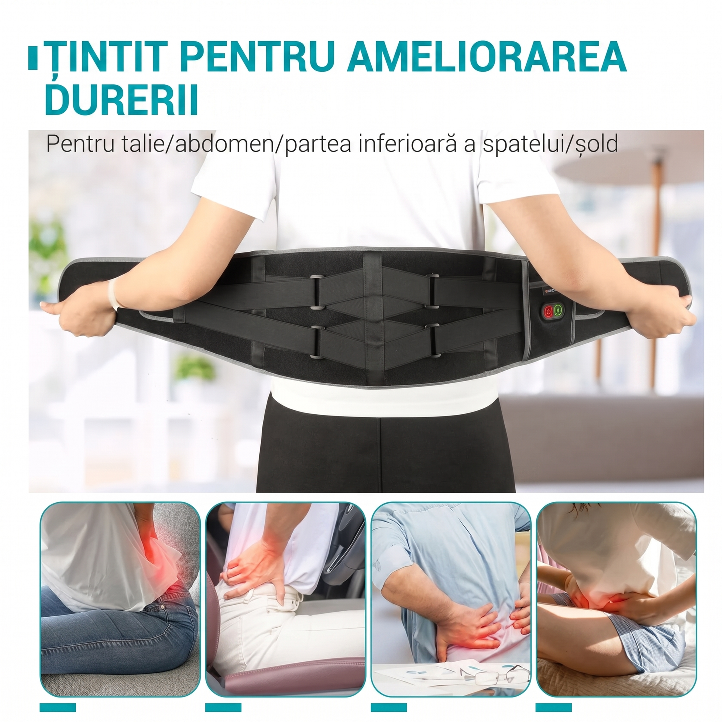 Centură de Spate cu Încălzire și Masaj
