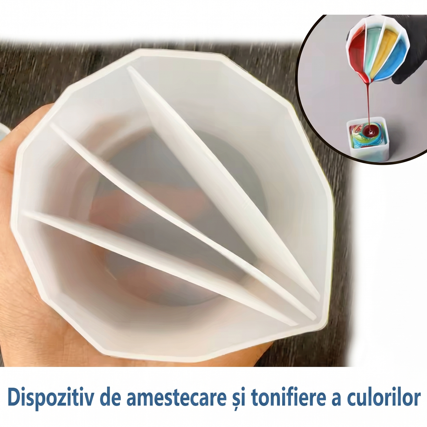 Cană de Silicon cu 3 Compartimente pentru Pictură