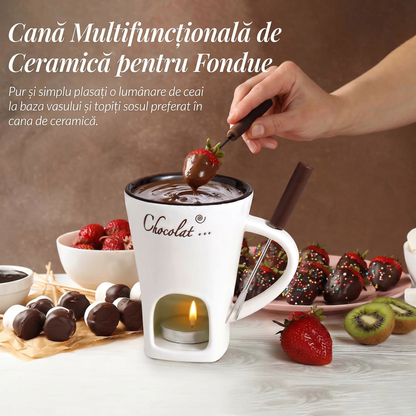 Cana Fondue Din Ceramică pentru Ciocolată și Brânzeturi
