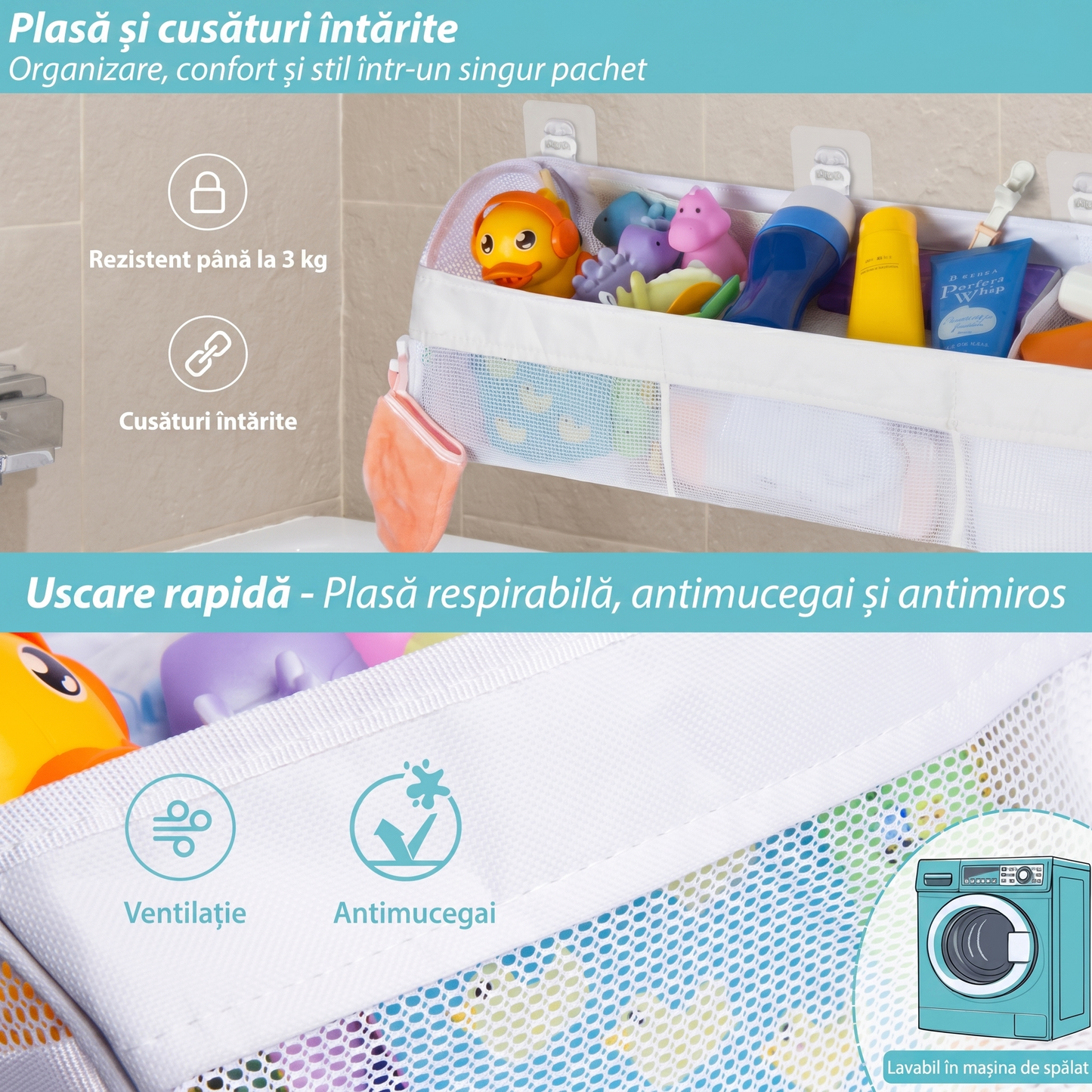 Suport Organizator Tip Plasă pentru Baie