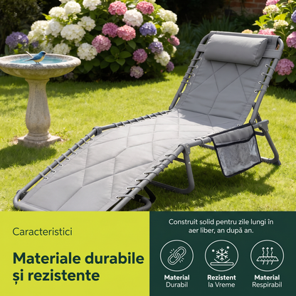 Șezlong Pliabil cu Poziție Reglabilă