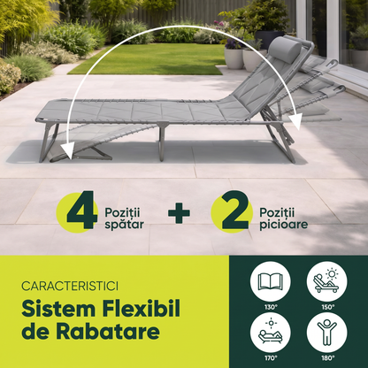 Șezlong Pliabil cu Poziție Reglabilă