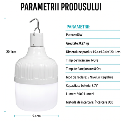 Lanternă de Camping Tip Bec