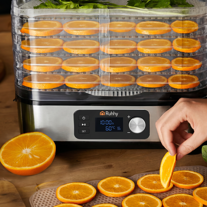 Deshidrator Electric Legume și Fructe cu 5 Tavi, Putere 400W, cu Programare, Afisaj LCD