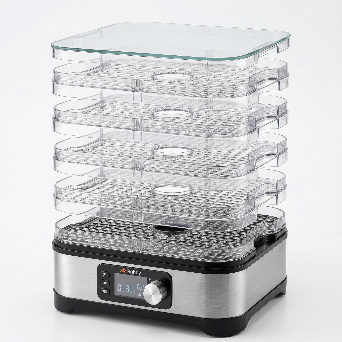 Deshidrator Electric Legume și Fructe cu 5 Tavi, Putere 400W, cu Programare, Afisaj LCD