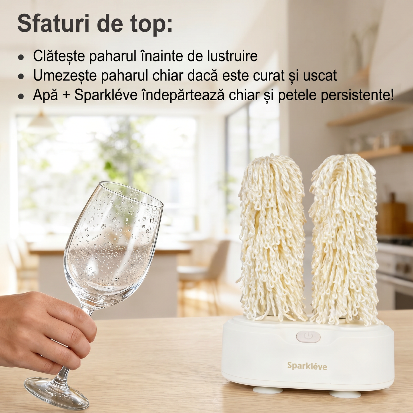 Dispozitiv Profesional pentru Uscarea și Lustruirea Paharelor