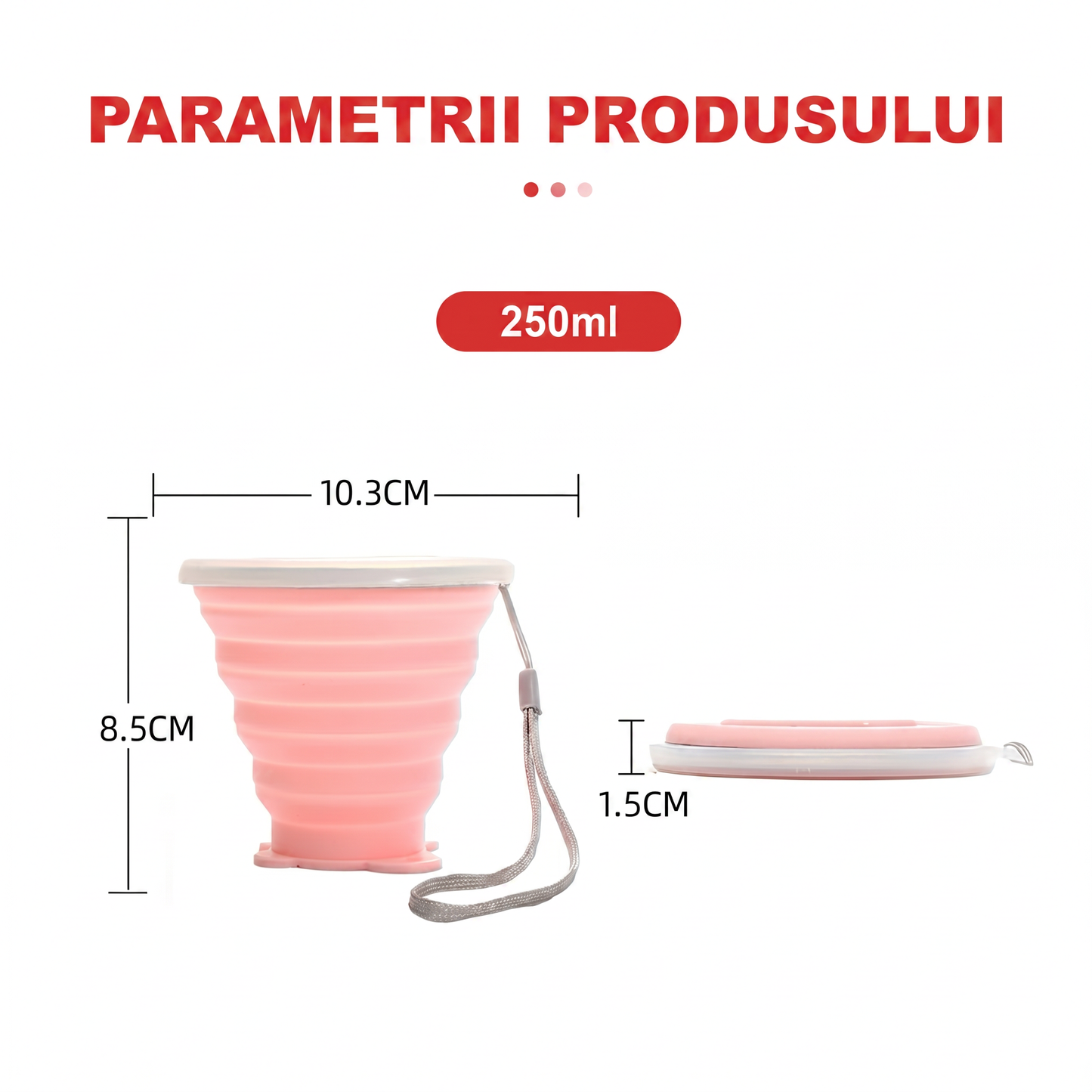 Set 3 Căni Pliabile din Silicon pentru Voiaj