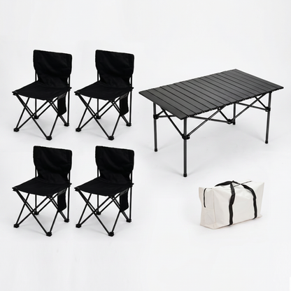 Set de Camping cu Masă Pliabilă și 4 Scaune