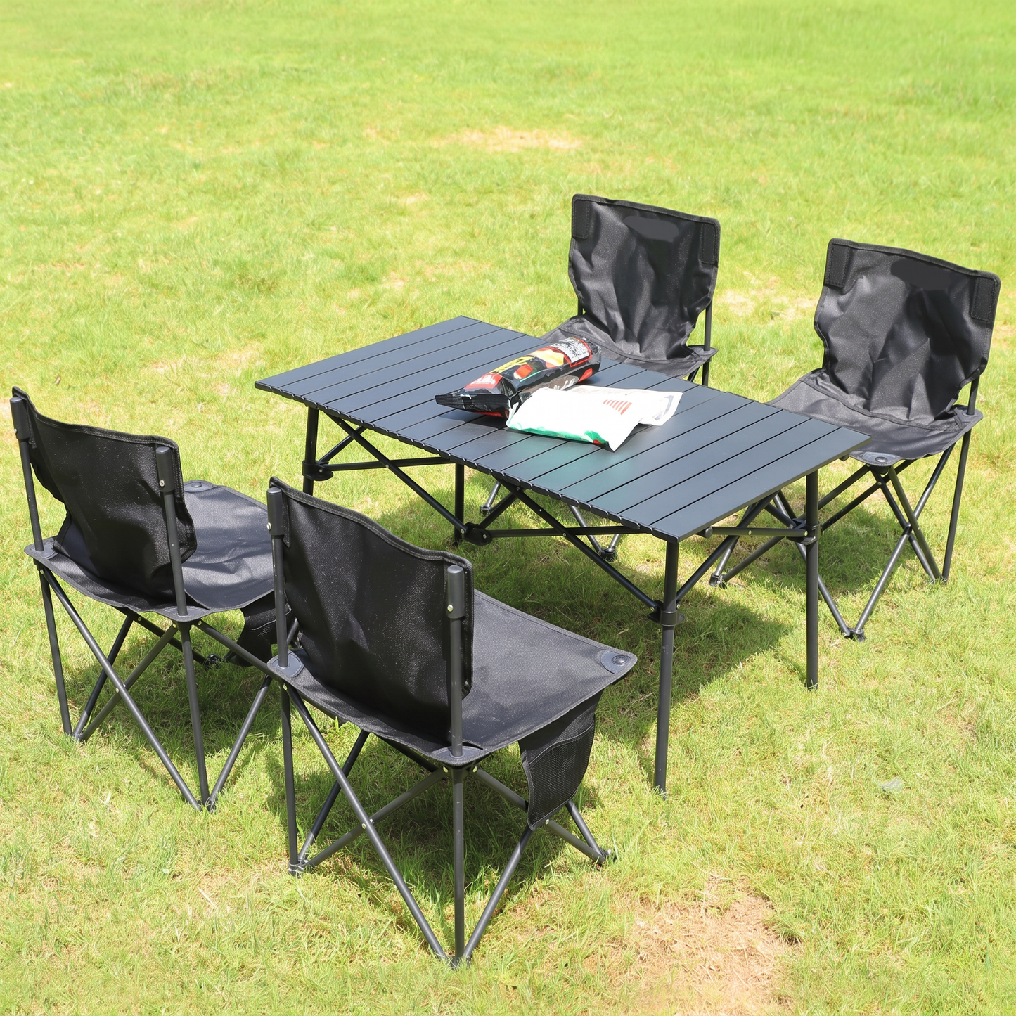 Set de Camping cu Masă Pliabilă și 4 Scaune