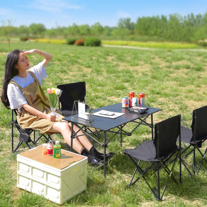 Set de Camping cu Masă Pliabilă și 4 Scaune